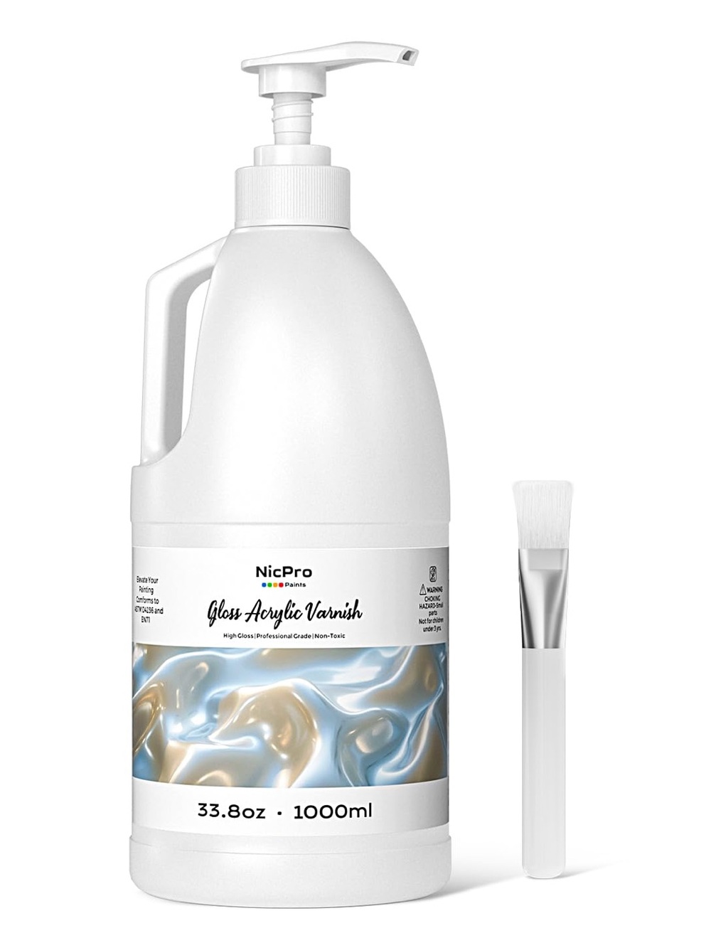 NicPro Gloss Acrylic Varnish - White Bottle